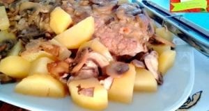 Polpettone al Varoma Bimby, con contorno di patate e funghi Polpettone prosciutto e formaggio al Varoma