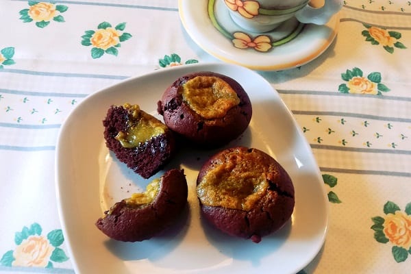 Muffin al cioccolato Bimby, con vulcano di pistacchio: senza glutine