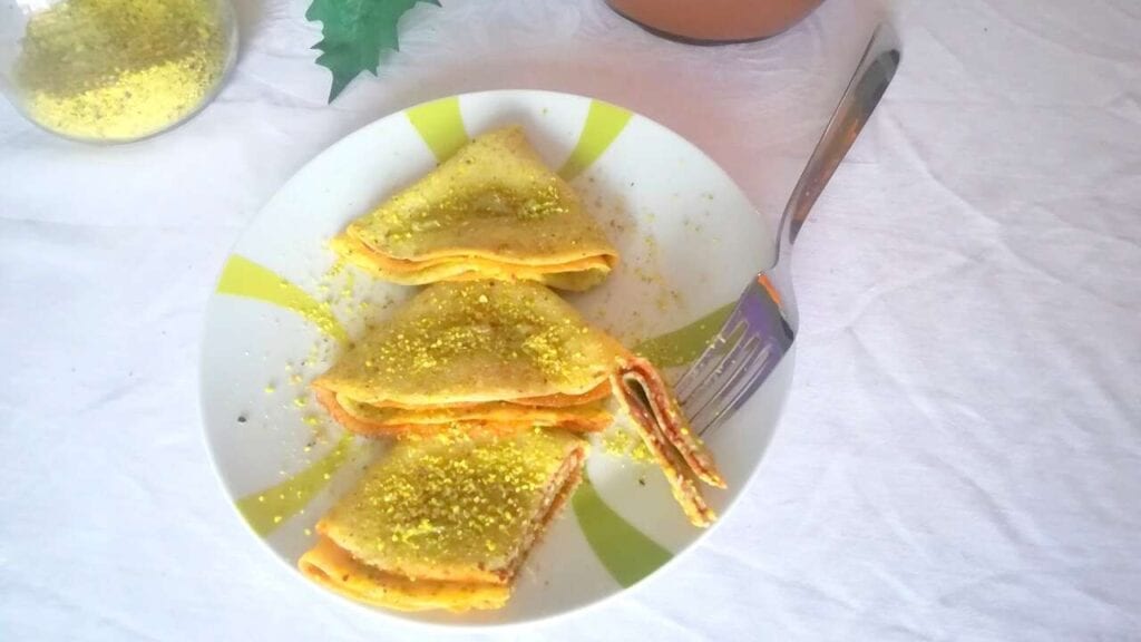 Crepes al pistacchio con nutella