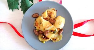 Patate veloci in padella, con olive e scalogno